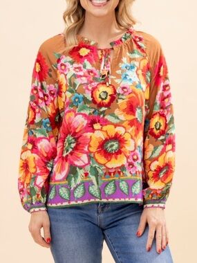 Oddi long sleeve floral blouse size medium